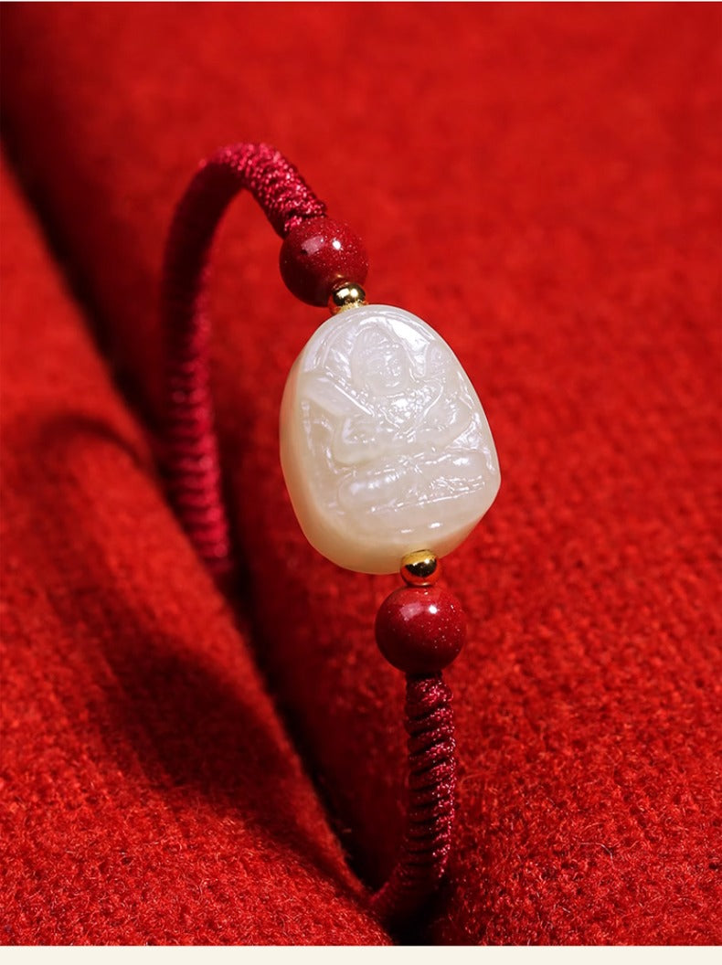 Zen Healing 2025 Chinese Zodiac Natal Buddha Jade Red String Harmony Bracelet