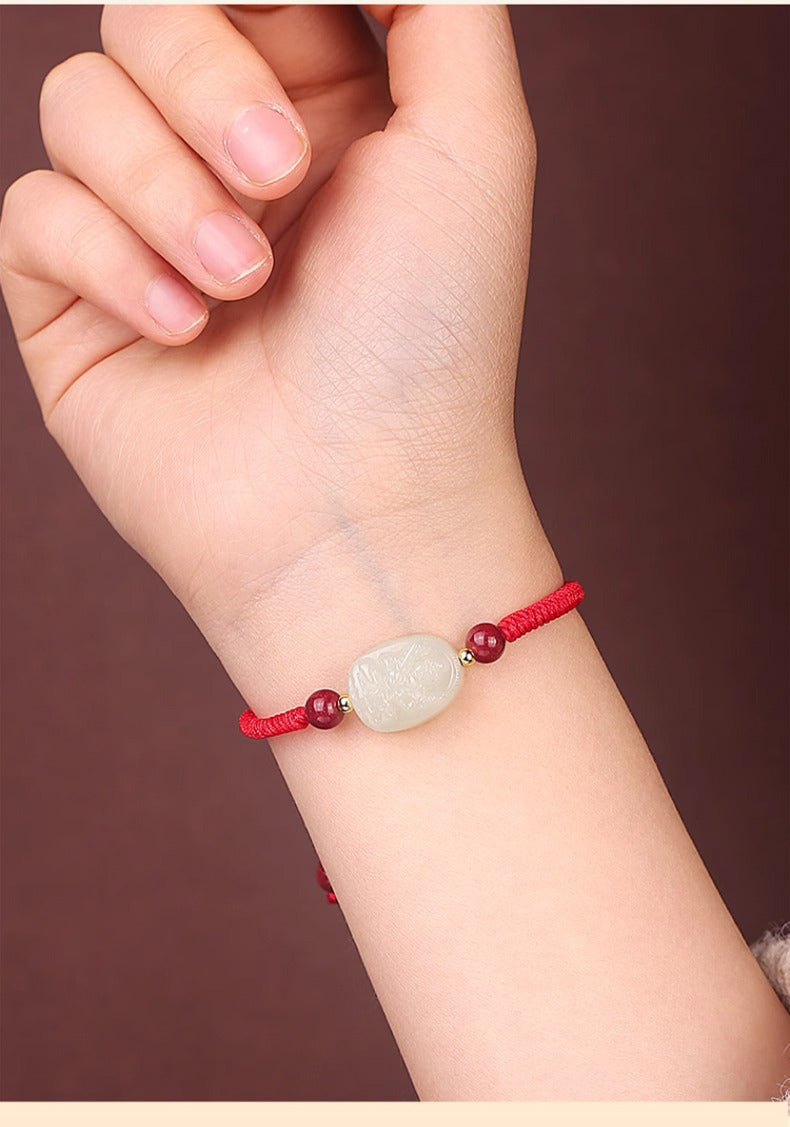Zen Healing 2025 Chinese Zodiac Natal Buddha Jade Red String Harmony Bracelet