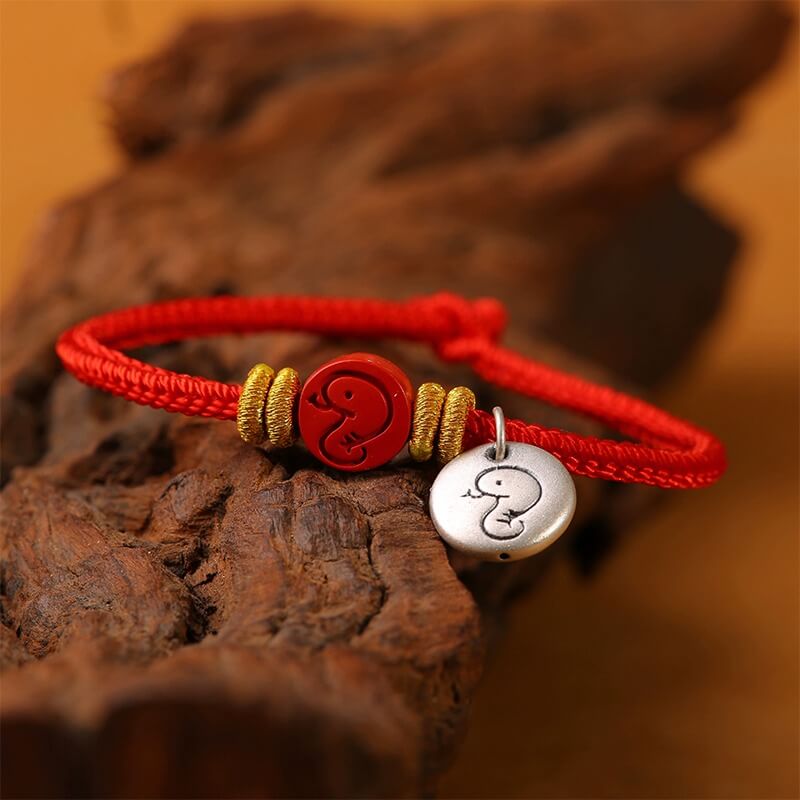 Zen Healing 2025 Chinese Zodiac Snake 999 Sterling Silver Red String Lucky Bracelet