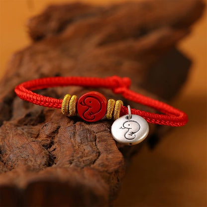Zen Healing 2025 Chinese Zodiac Snake 999 Sterling Silver Red String Lucky Bracelet