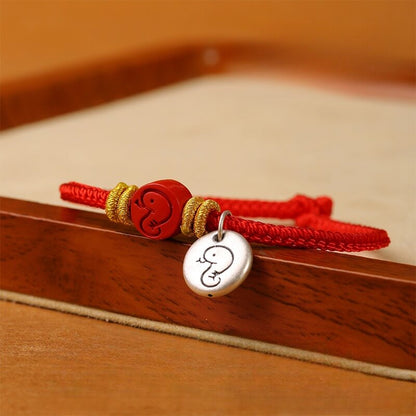 Zen Healing 2025 Chinese Zodiac Snake 999 Sterling Silver Red String Lucky Bracelet