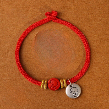 Zen Healing 2025 Chinese Zodiac Snake 999 Sterling Silver Red String Lucky Bracelet