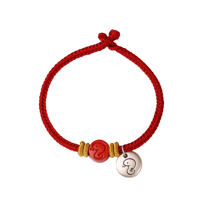 Zen Healing 2025 Chinese Zodiac Snake 999 Sterling Silver Red String Lucky Bracelet