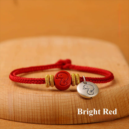 Zen Healing 2025 Chinese Zodiac Snake 999 Sterling Silver Red String Lucky Bracelet