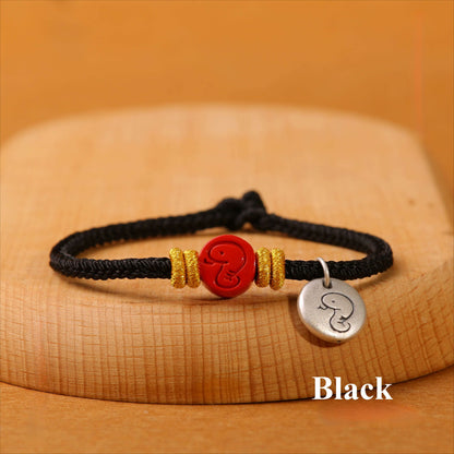 Zen Healing 2025 Chinese Zodiac Snake 999 Sterling Silver Red String Lucky Bracelet