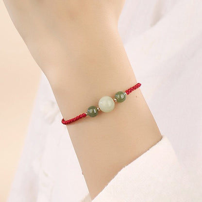 Zen Healing 2025 Chinese Zodiac Snake Hetian Jade Luck Bead Red String Bracelet