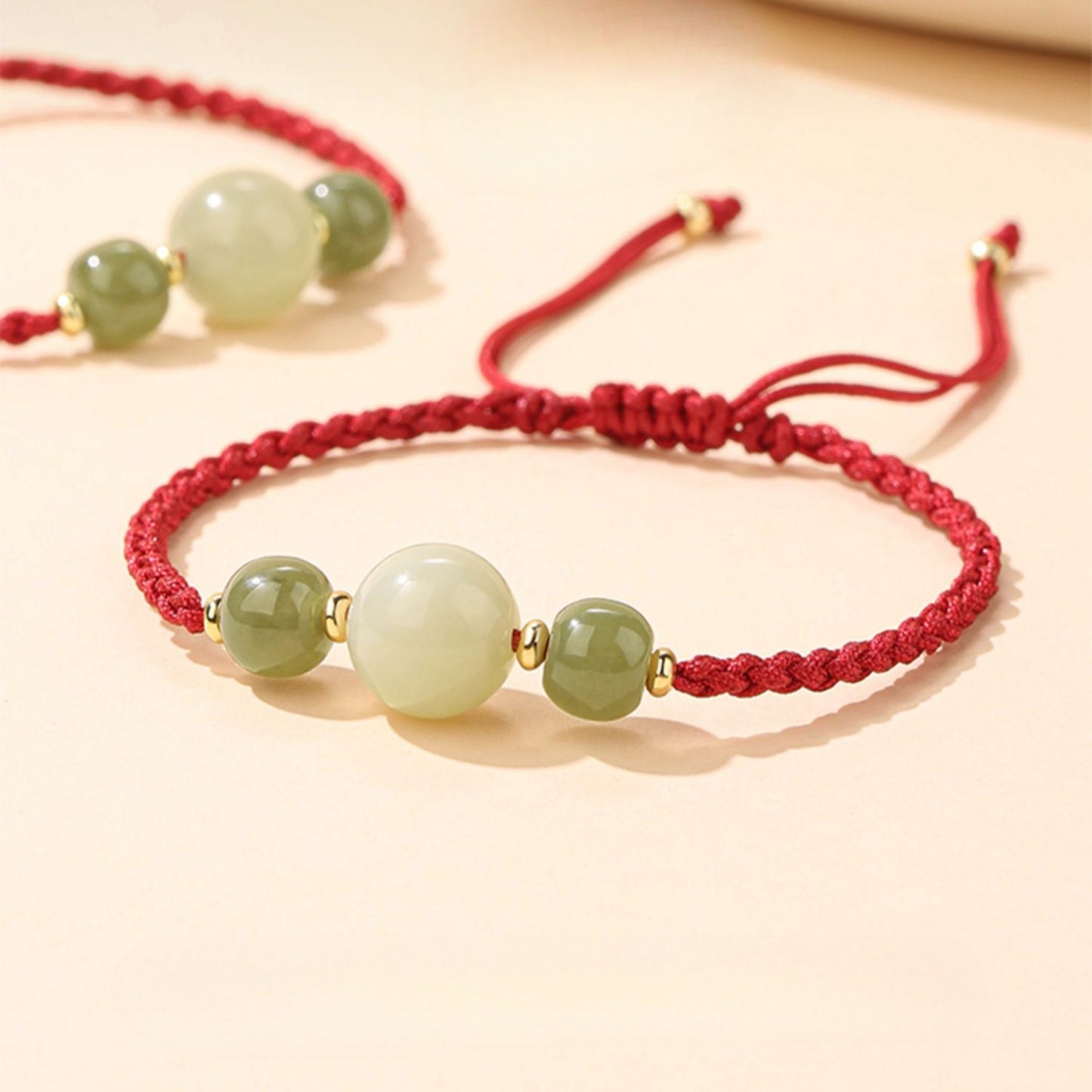 Zen Healing 2025 Chinese Zodiac Snake Hetian Jade Luck Bead Red String Bracelet