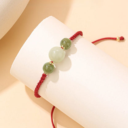 Zen Healing 2025 Chinese Zodiac Snake Hetian Jade Luck Bead Red String Bracelet