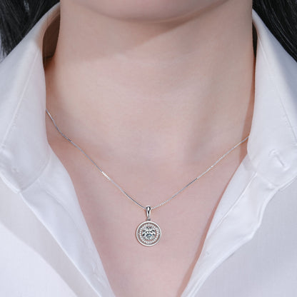 Zen Healing 925 Sterling Silver Moissanite Compass Pendant Necklace