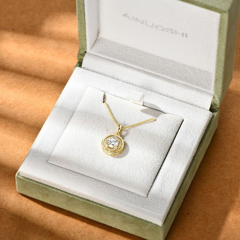 Zen Healing 925 Sterling Silver Moissanite Compass Pendant Necklace
