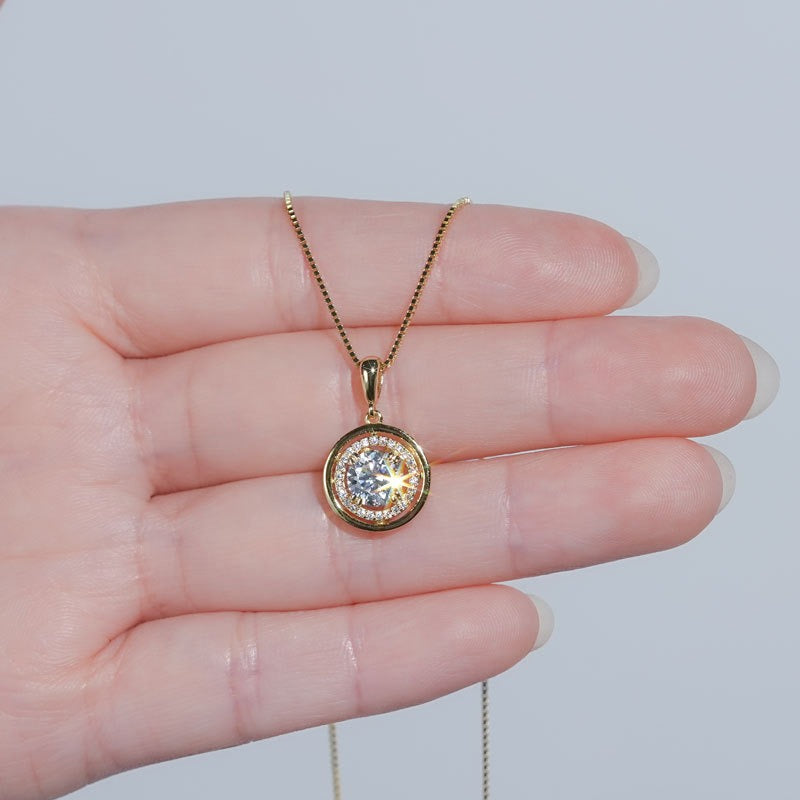 Zen Healing 925 Sterling Silver Moissanite Compass Pendant Necklace