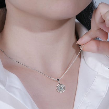 Zen Healing 925 Sterling Silver Moissanite Compass Pendant Necklace