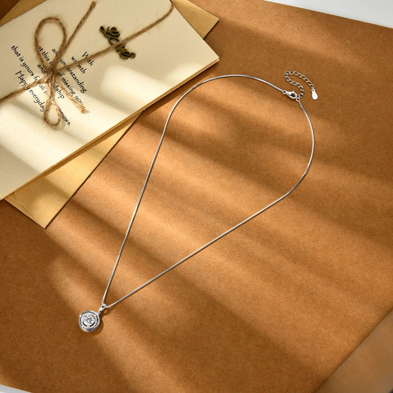 Zen Healing 925 Sterling Silver Moissanite Compass Pendant Necklace