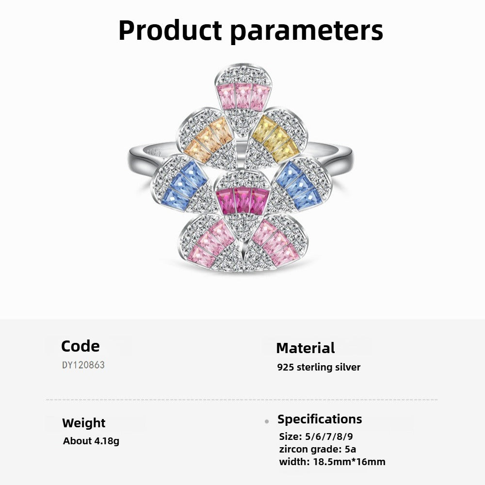 Zen Healing 925 Sterling Silver Vibrant Cubic Zirconia Ring