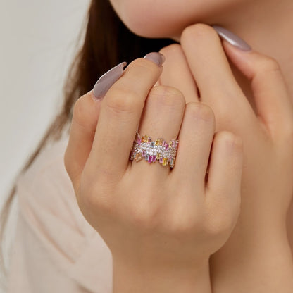 Zen Healing 925 Sterling Silver Vibrant Cubic Zirconia Ring