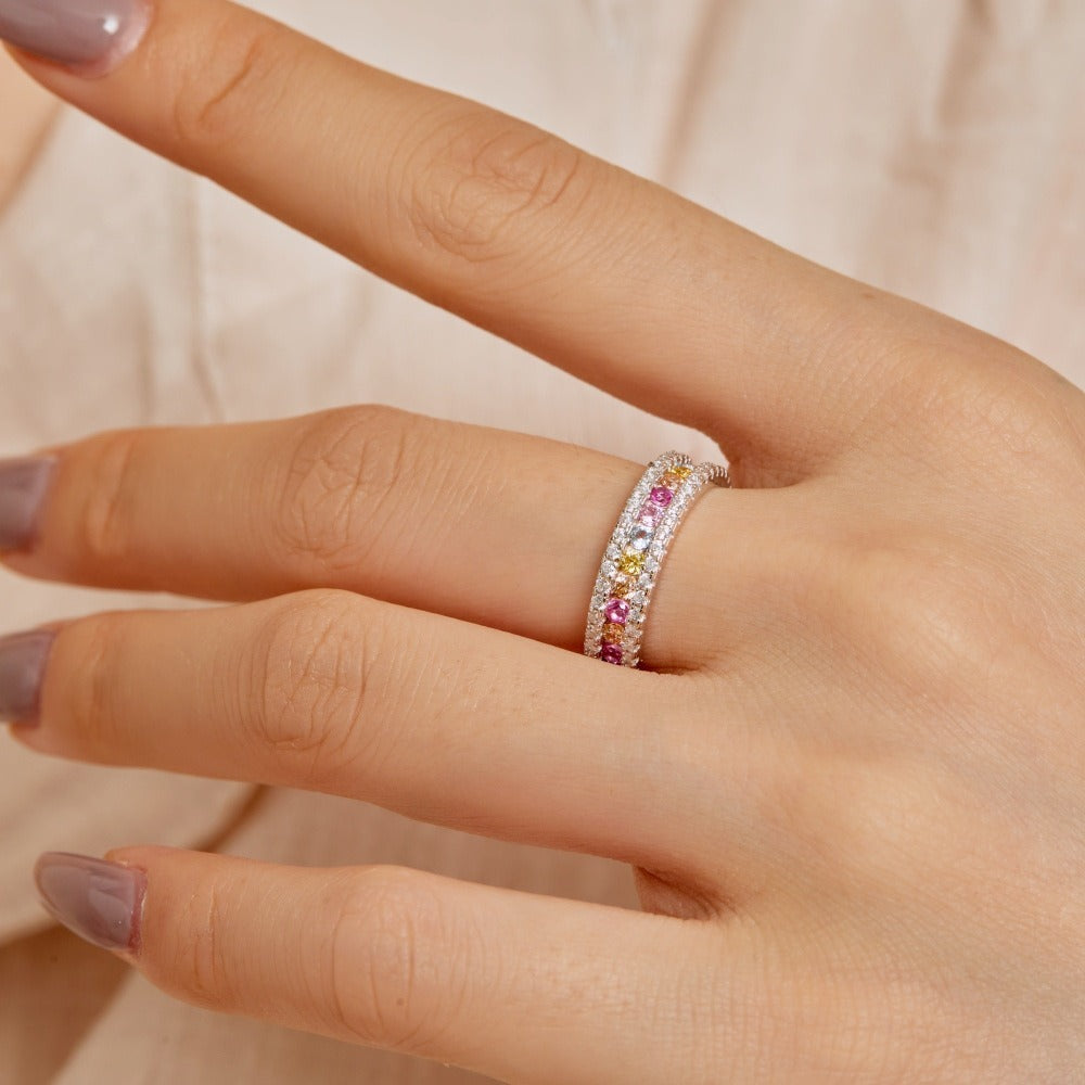 Zen Healing 925 Sterling Silver Vibrant Cubic Zirconia Ring