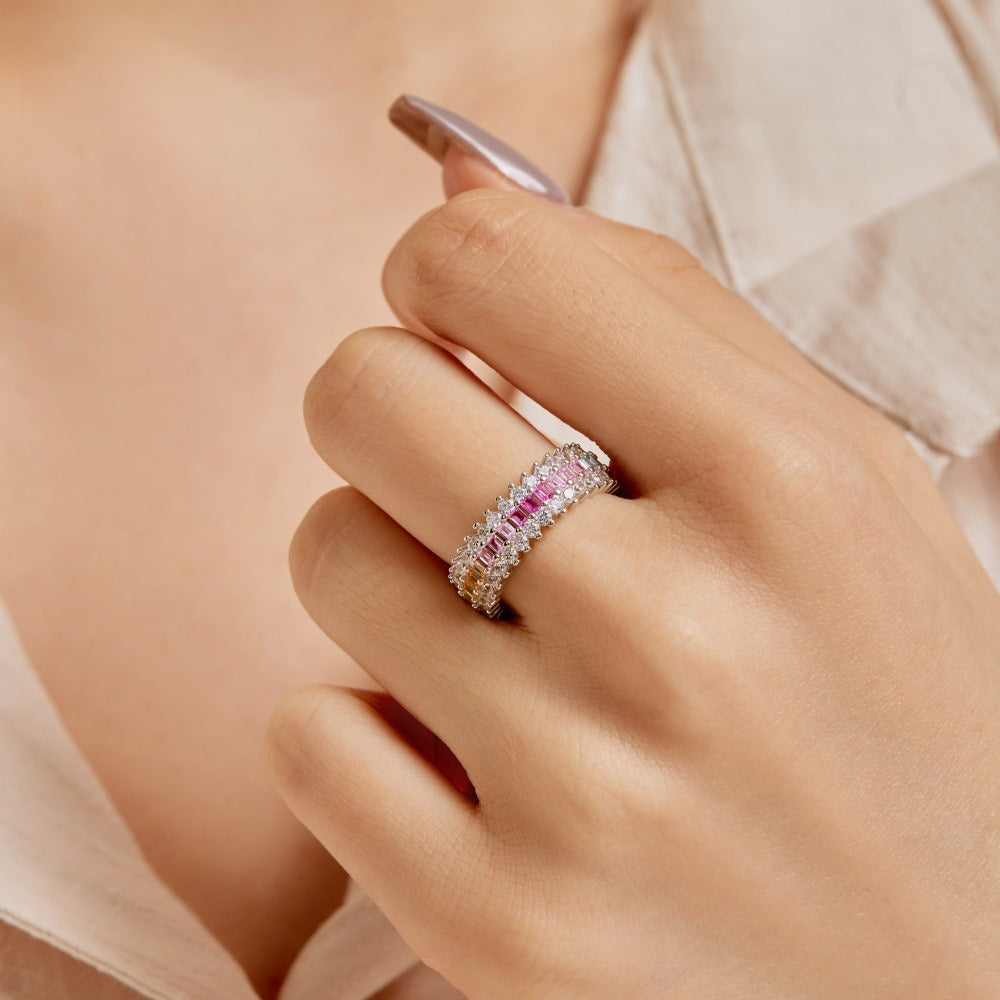 Zen Healing 925 Sterling Silver Vibrant Cubic Zirconia Ring