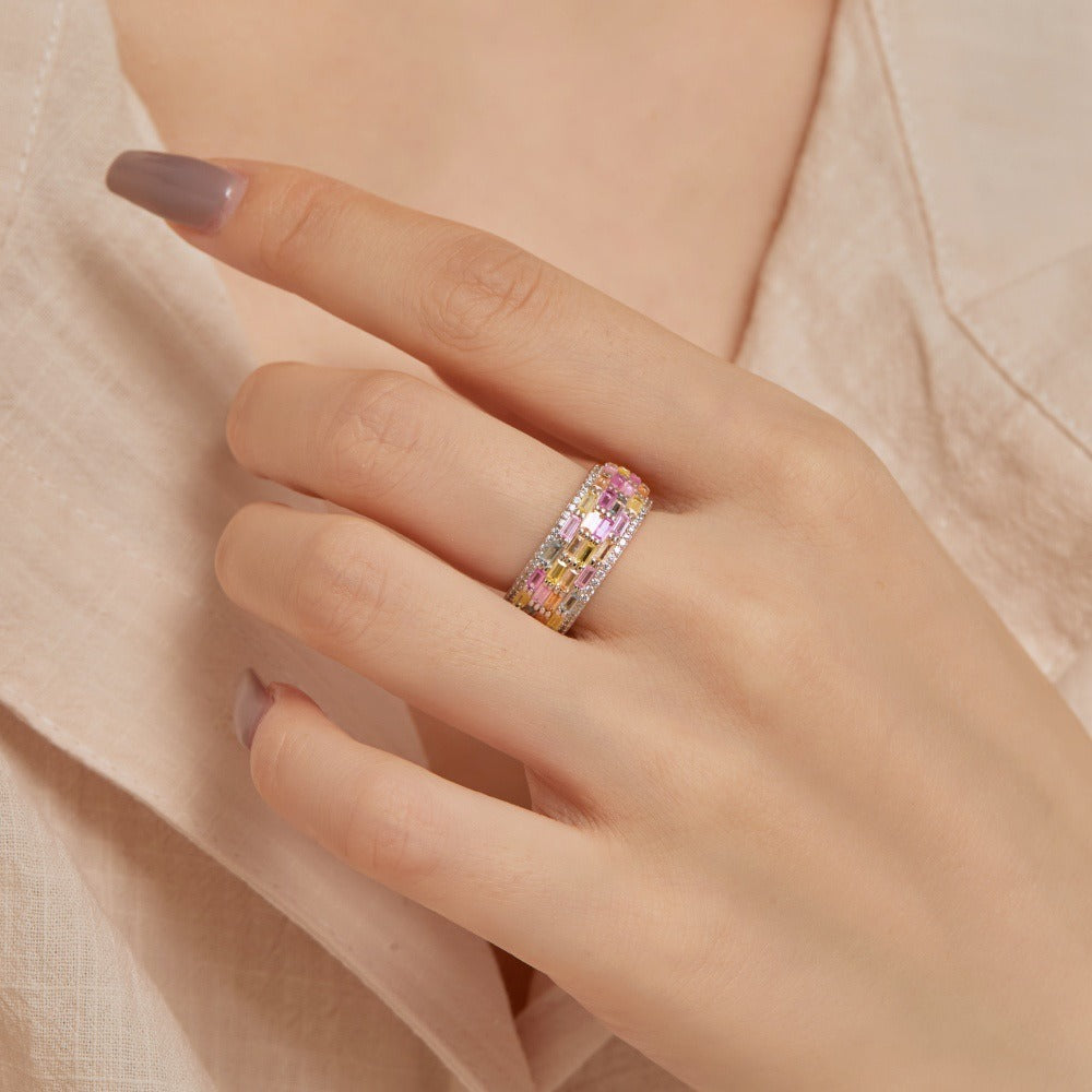 Zen Healing 925 Sterling Silver Vibrant Cubic Zirconia Ring