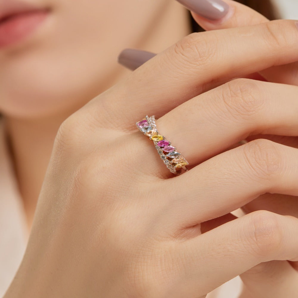 Zen Healing 925 Sterling Silver Vibrant Cubic Zirconia Ring