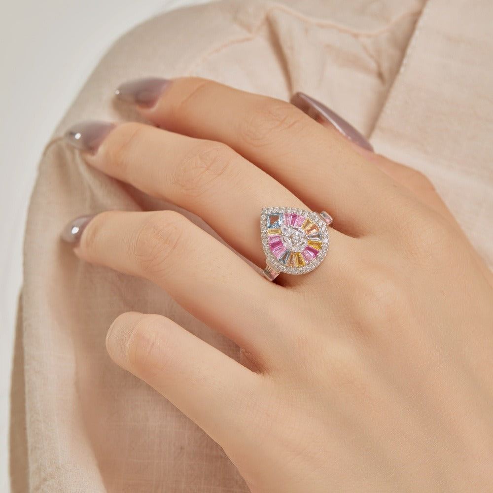 Zen Healing 925 Sterling Silver Vibrant Cubic Zirconia Ring