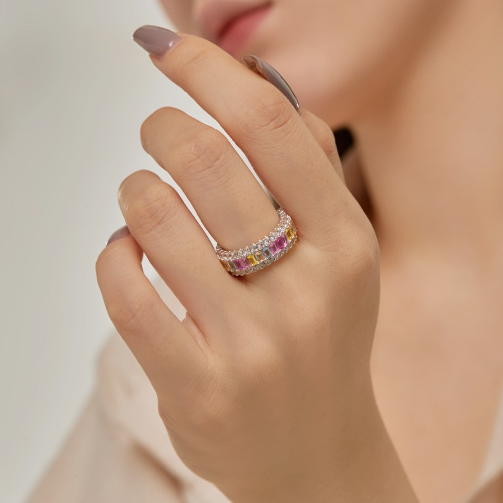 Zen Healing 925 Sterling Silver Vibrant Cubic Zirconia Ring