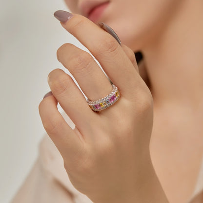 Zen Healing 925 Sterling Silver Vibrant Cubic Zirconia Ring