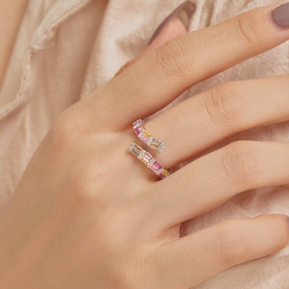 Zen Healing 925 Sterling Silver Vibrant Cubic Zirconia Ring