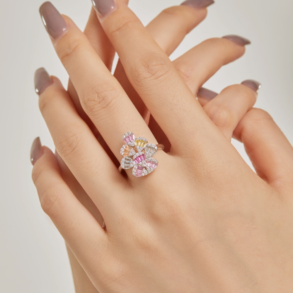 Zen Healing 925 Sterling Silver Vibrant Cubic Zirconia Ring