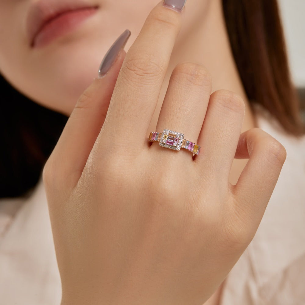 Zen Healing 925 Sterling Silver Vibrant Cubic Zirconia Ring