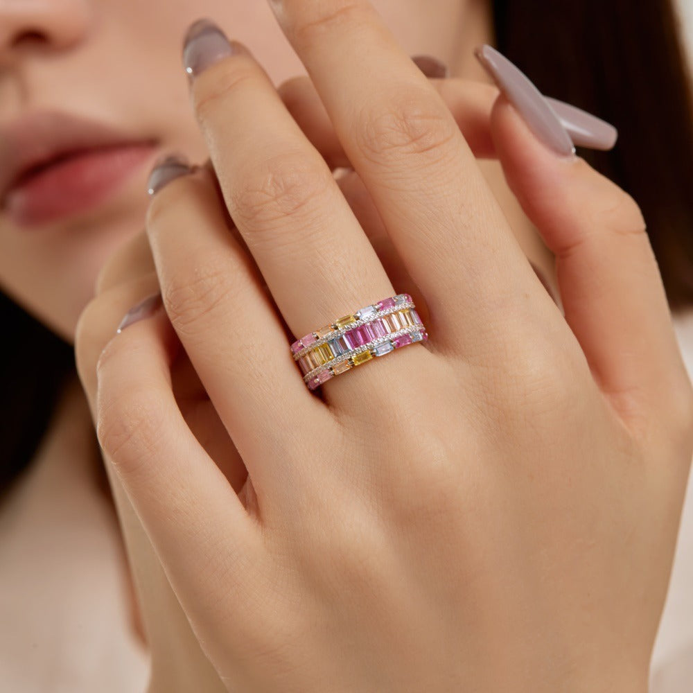 Zen Healing 925 Sterling Silver Vibrant Cubic Zirconia Ring