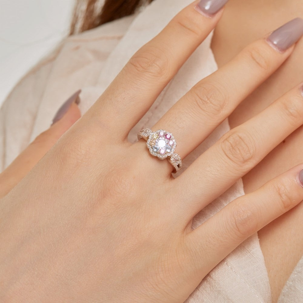 Zen Healing 925 Sterling Silver Vibrant Cubic Zirconia Ring