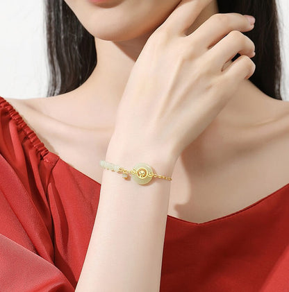 Zen Healing 925 Sterling Silver Year of the Snake Hetian Jade Peace Amulet Braided Bracelet