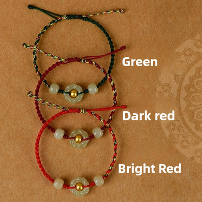 Zen Healing 999 Gold Bead Hetian Jade Möbius Strip Love & Harmony Braided Bracelet