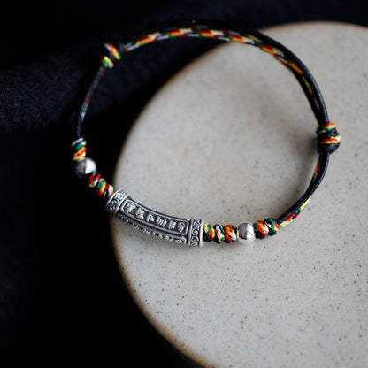 Zen Healing 999 Sterling Silver Tibet Handmade Om Mani Padme Hum Peace Braided Bracelet