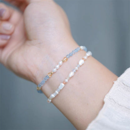 Zen Healing Aquamarine Pearl Healing Energy Bracelet