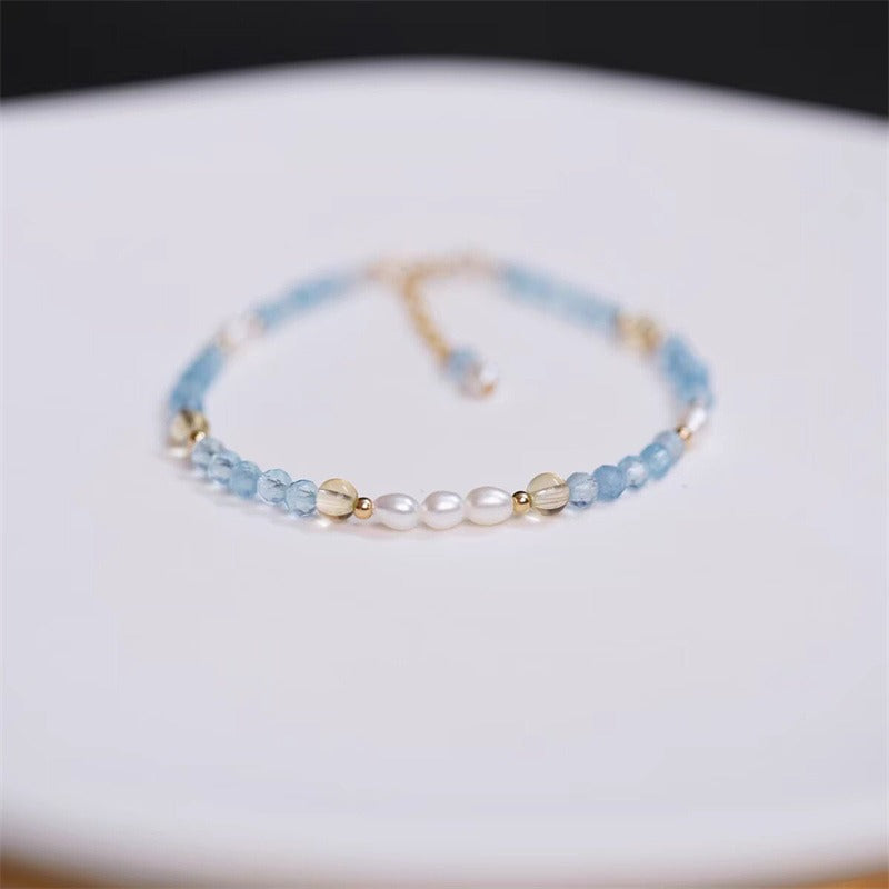 Zen Healing Aquamarine Pearl Healing Energy Bracelet