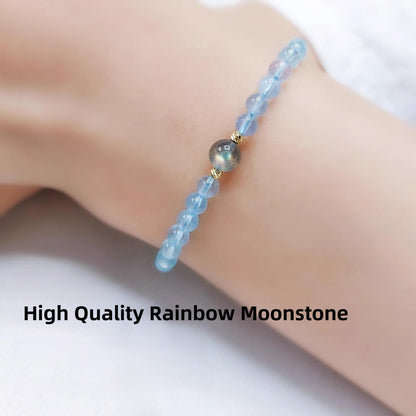 Zen Healing Aquamarine Rainbow Moonstone Healing Bracelet