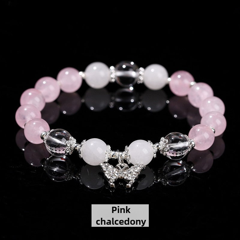 Zen Healing Blue Chalcedony & Pink Chalcedony Butterfly Transformation Bracelet