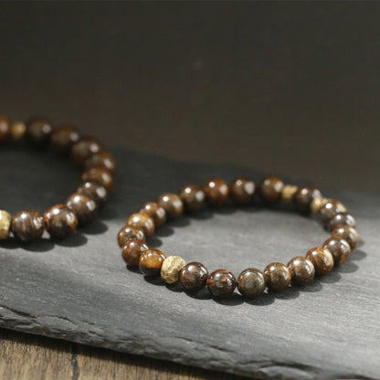 Zen Healing Bronzite Copper Brass Bead Strength Bracelet