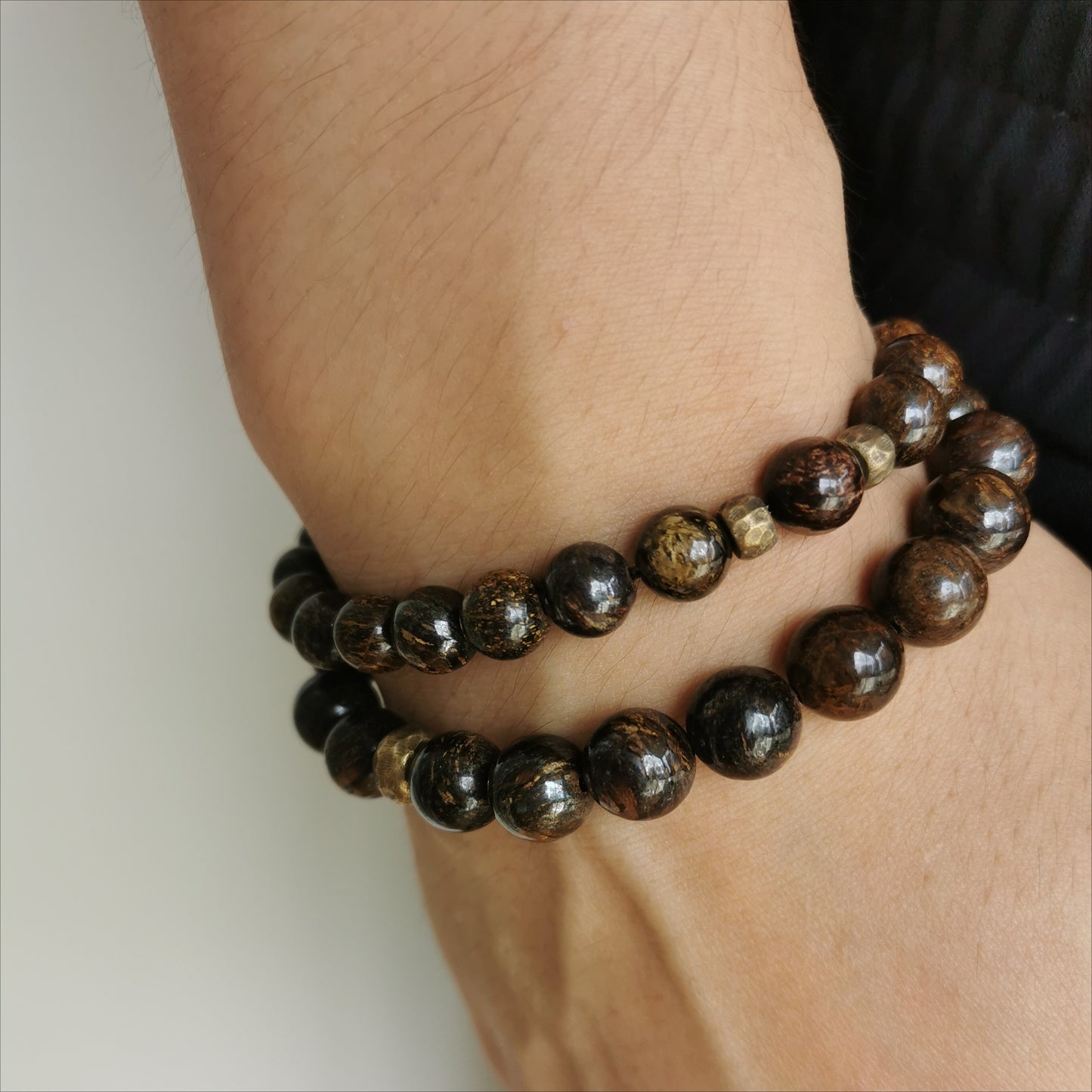 Zen Healing Bronzite Copper Brass Bead Strength Bracelet