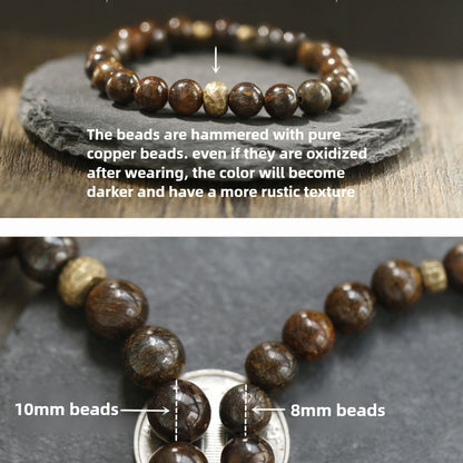 Zen Healing Bronzite Copper Brass Bead Strength Bracelet