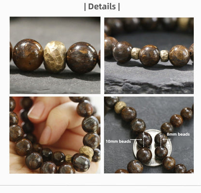 Zen Healing Bronzite Copper Brass Bead Strength Bracelet