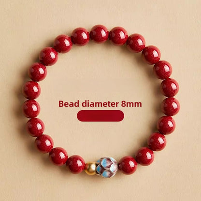 Zen Healing Cinnabar Cloisonné Lotus Blessing Bracelet