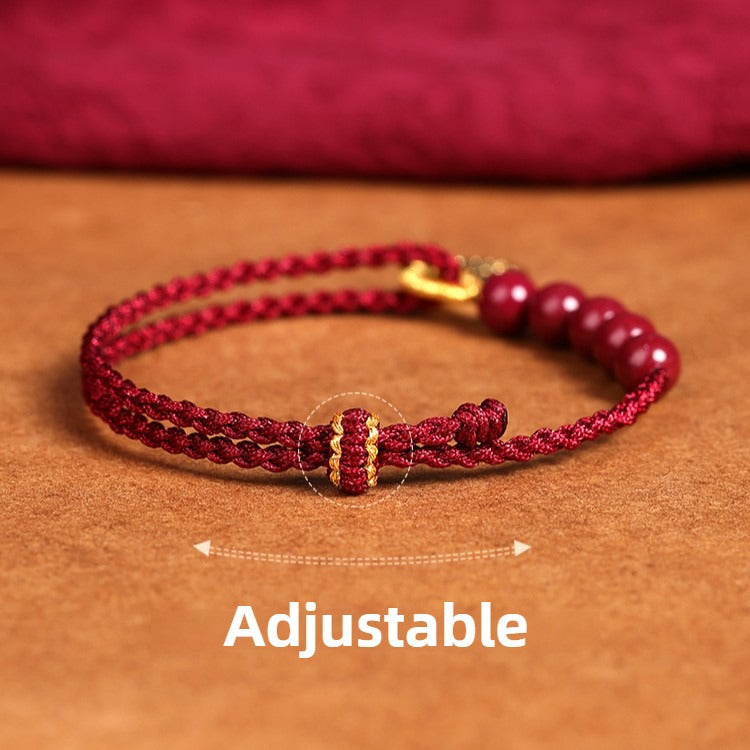 Zen Healing Cinnabar Fu Pendant Red String Harmony Bracelet