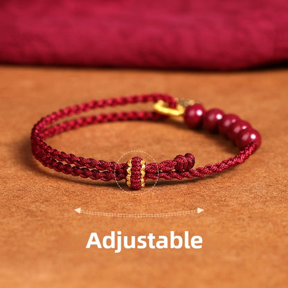 Zen Healing Cinnabar Fu Pendant Red String Harmony Bracelet