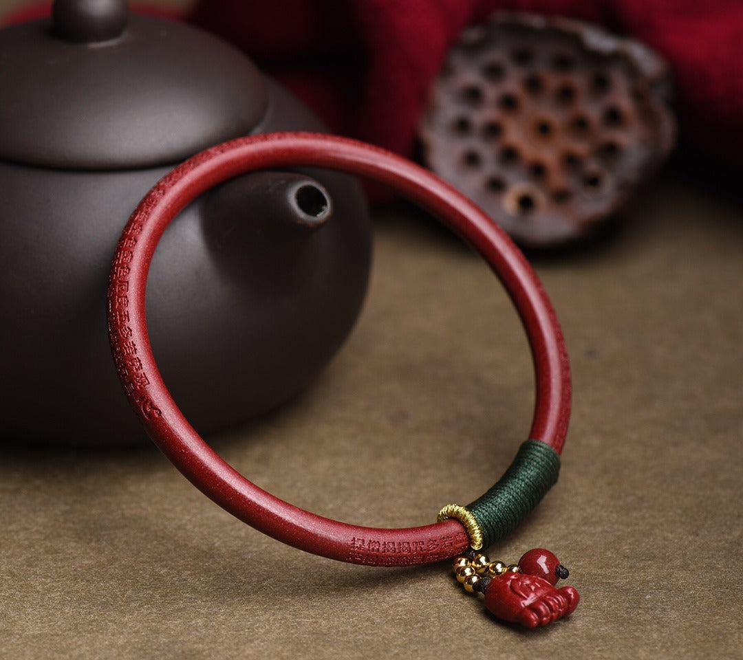 Zen Healing Cinnabar Heart Sutra Protection Bracelet