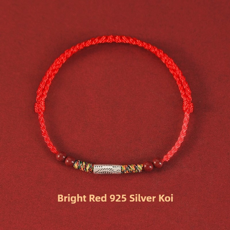 Zen Healing Cinnabar Koi Fish Red String Luck Bracelet