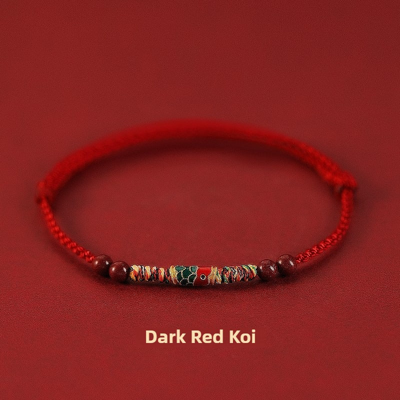 Zen Healing Cinnabar Koi Fish Red String Luck Bracelet