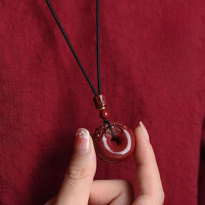 Zen Healing Cinnabar Pixiu Peace Pendant Wealth & Safety Necklace