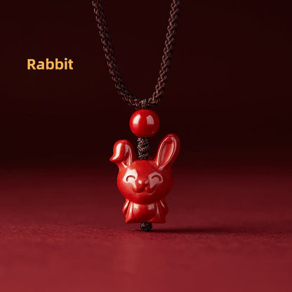 Zen Healing Cinnabar Snake Year Zodiac Guardian Pendant